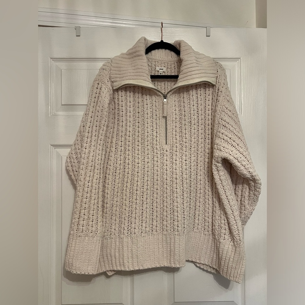 Aerie Cable Car Quarter Zip Sweater - Picture 2 of 4